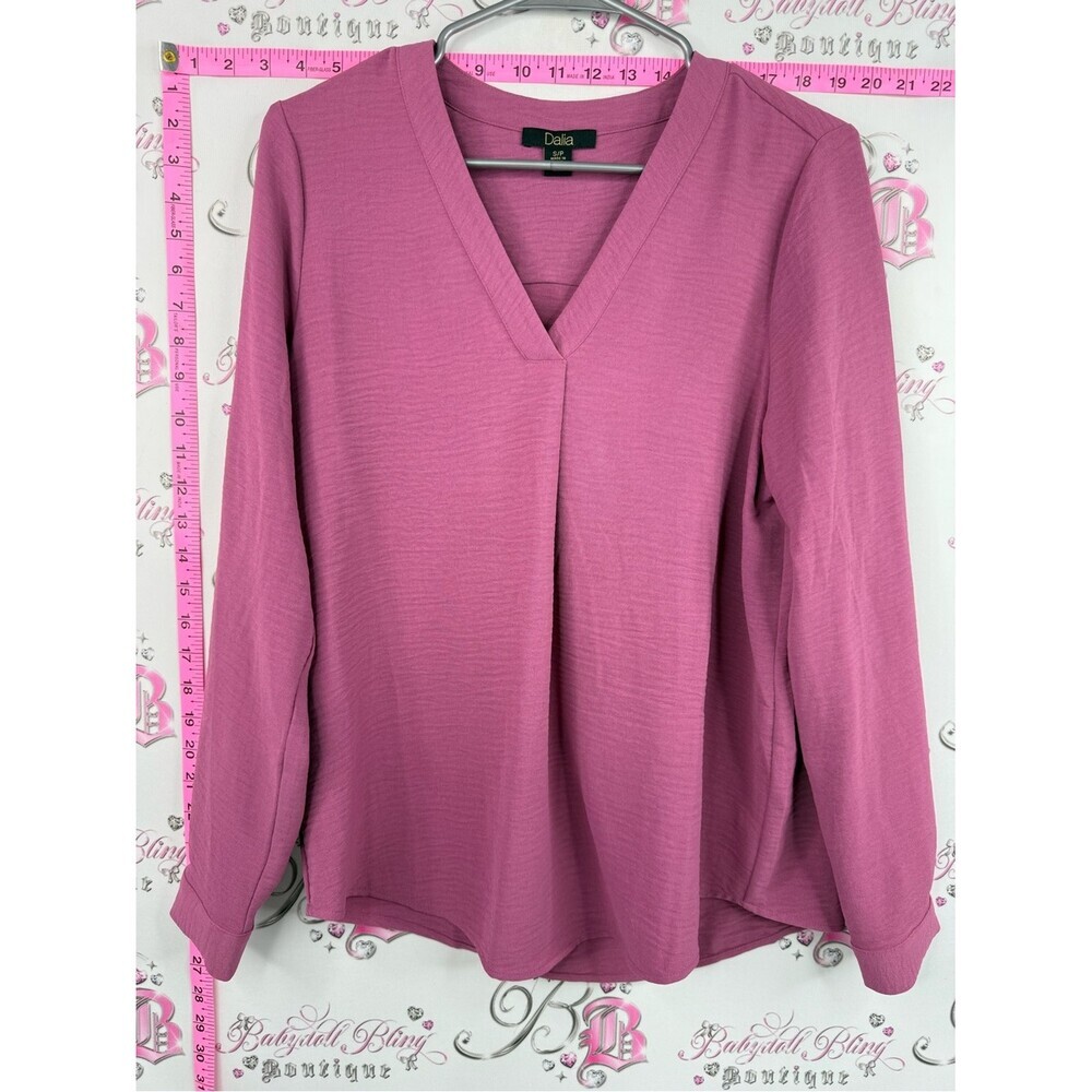 Dalia long sleeve shirt blouse top Pink V-Neck Long Sleeve Blouse